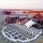 Microfiber Round Fringed Beach Towel Shawl