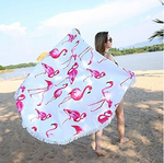 Microfiber Round Fringed Beach Towel Shawl