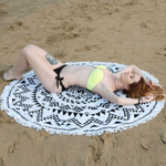 Microfiber Round Fringed Beach Towel Shawl