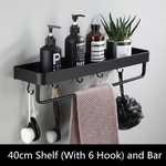 Black Bathroom Shelf Space Aluminum Wall-Mounted
